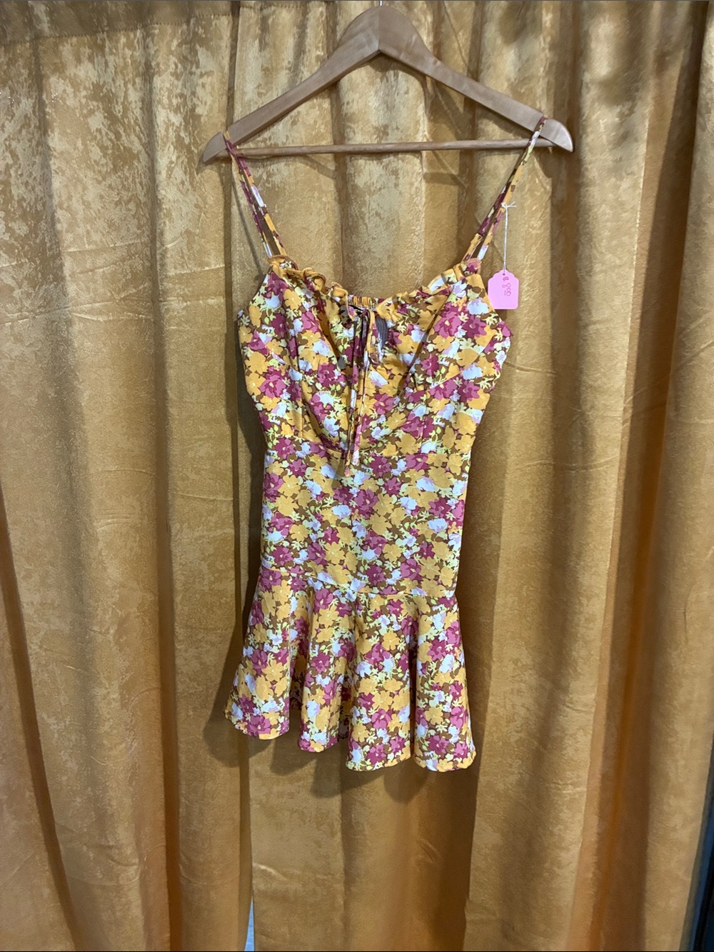 Forever 21 Yellow and Pink Floral Smocked Sundress